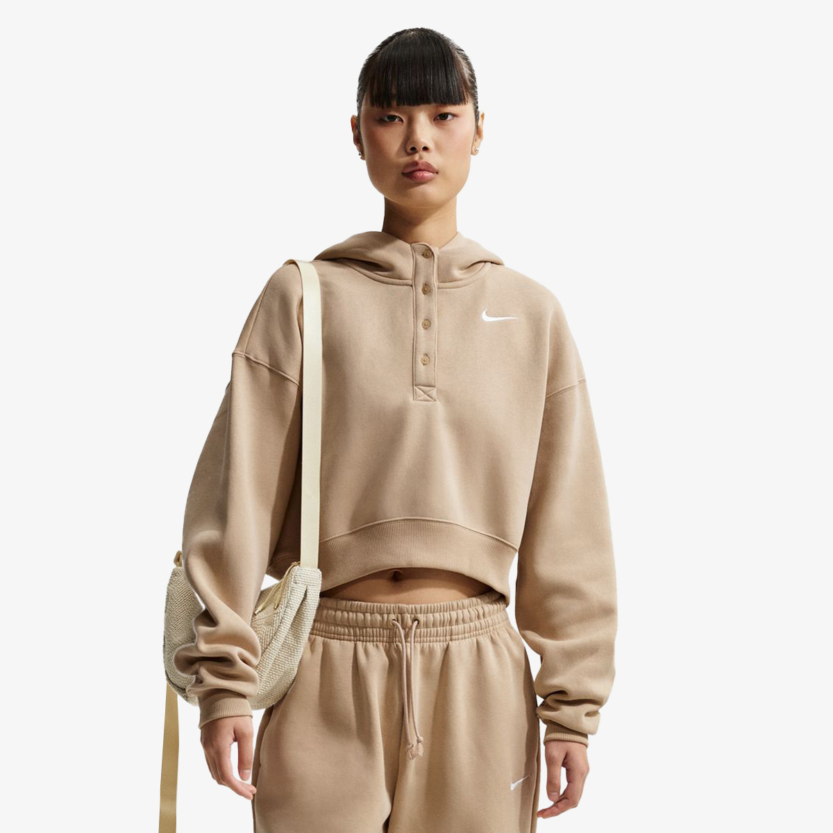 NIKE Dukserica Phoenix Fleece Oversized Crop Henley