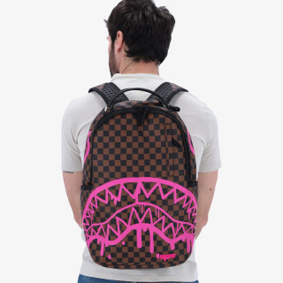 SPRAYGROUND Ranac PINK DRIP BROWN CHECK DLX BACKPACK 