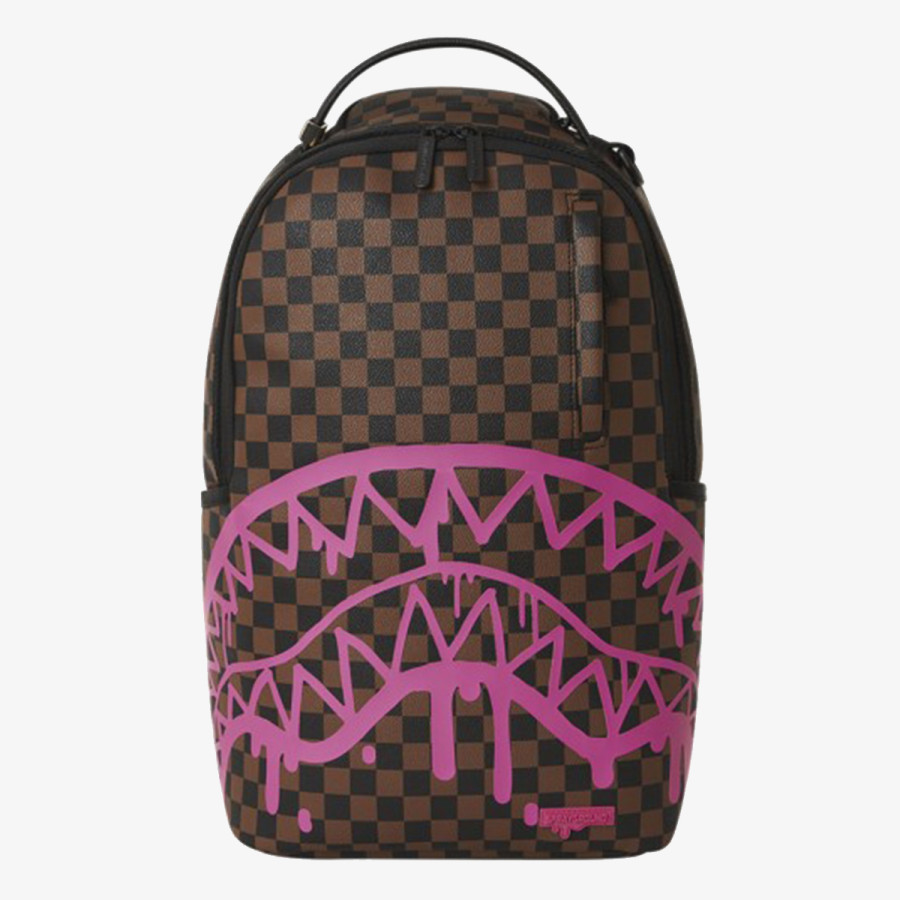 SPRAYGROUND Ranac PINK DRIP BROWN CHECK DLX BACKPACK 