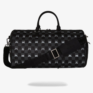SPRAYGROUND Ranac GRAY PEEKING CHARACTER CHECK DUFFLE 