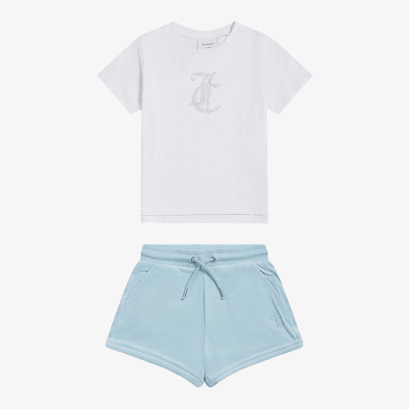 JUICY COUTURE Trenerka JC Logo Tee & Velour Short Set 