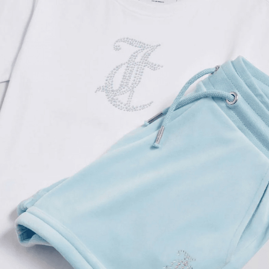 JUICY COUTURE Trenerka JC Logo Tee & Velour Short Set 