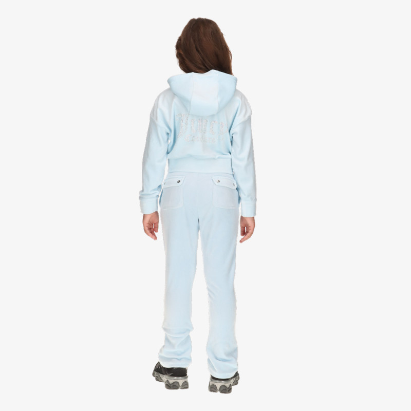 JUICY COUTURE Trenerka Cropped Velour Diamante Zip Thru & Bootc 