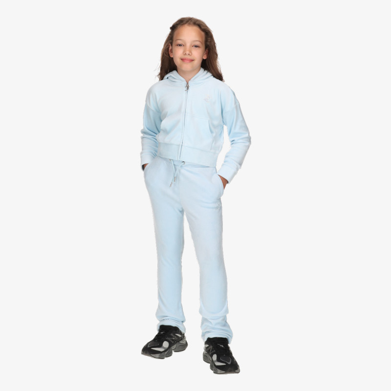 JUICY COUTURE Trenerka Cropped Velour Diamante Zip Thru & Bootc 