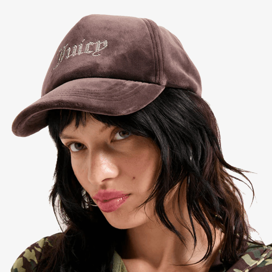 JUICY COUTURE Kačket VELOUR & DIAMANTE BASEBALL CAP 