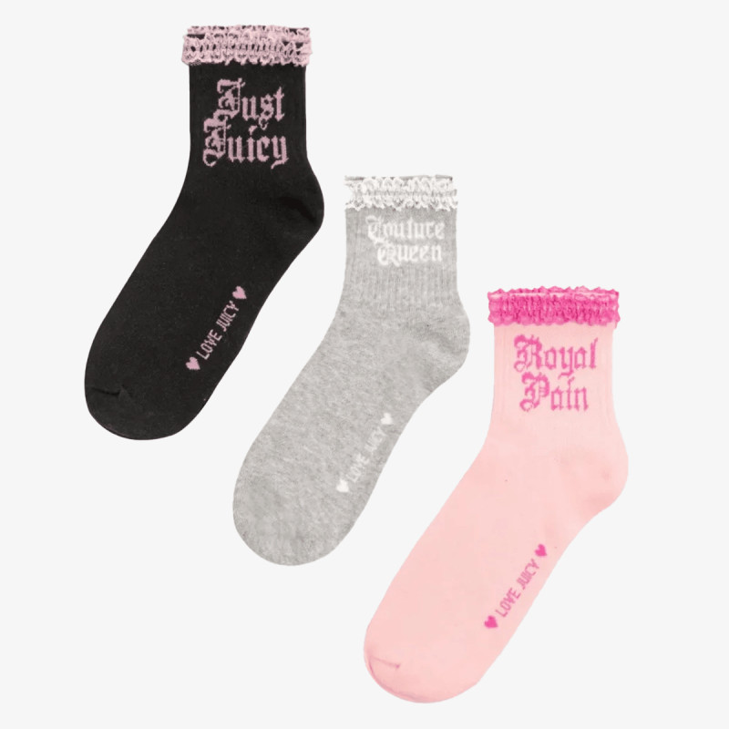 JUICY COUTURE Čarape Slogan Lace Trim 