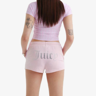 JUICY COUTURE Šorc VELOUR TRACK SHORTS WITH DIAMANTE BRANDI 
