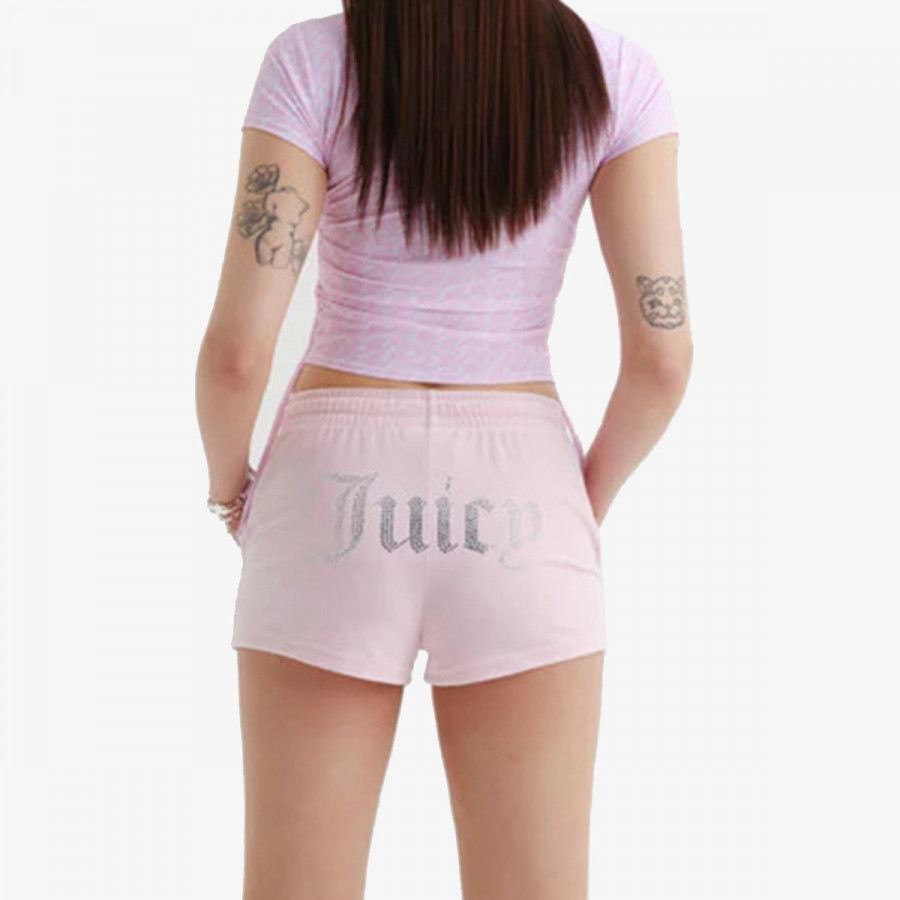 JUICY COUTURE Šorc VELOUR TRACK SHORTS WITH DIAMANTE BRANDI 