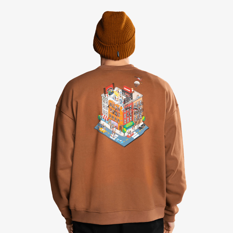 SPRAYGROUND Dukserica BLOCK PARTY CREWNECK BROWN