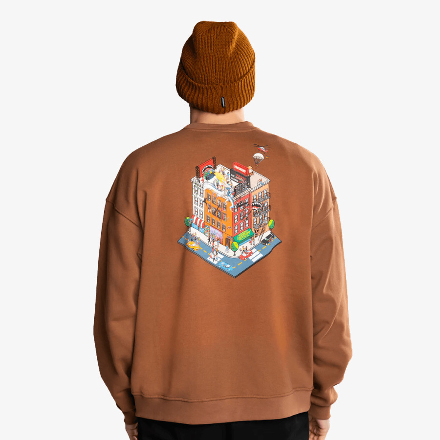 SPRAYGROUND Dukserica BLOCK PARTY CREWNECK BROWN